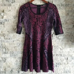 NIC + ZOE Purple Animal Print A-Line Dress